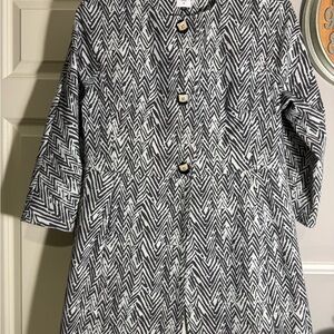 CAbi Black and White Chevron Trench Coat